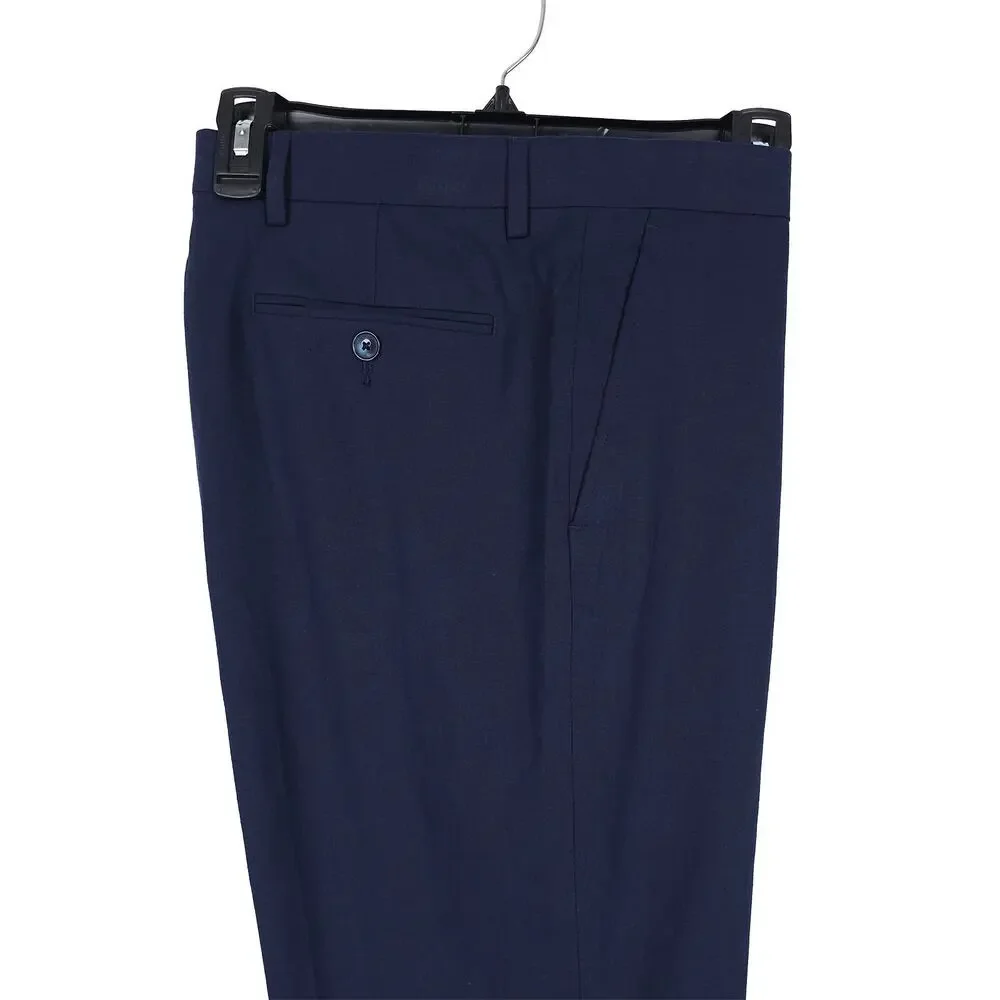Tommy Hilfiger Mens Modern Fit 2 Piece Suit 36S 32x30 Navy Linen Cotton Blend